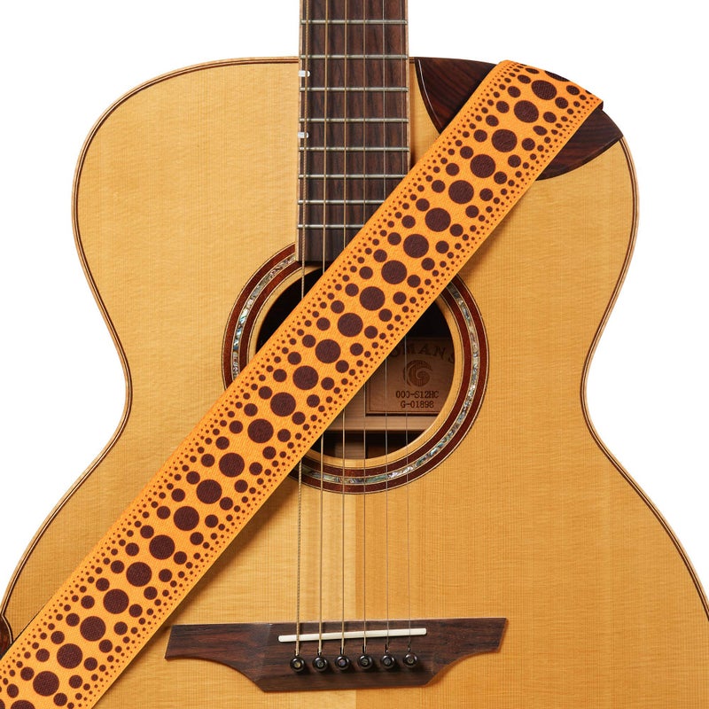 Amumu Polka Dots Guitar Strap with 3 pick holders for Acoustic, Electric, Bass Guitars - Orange - Image 1